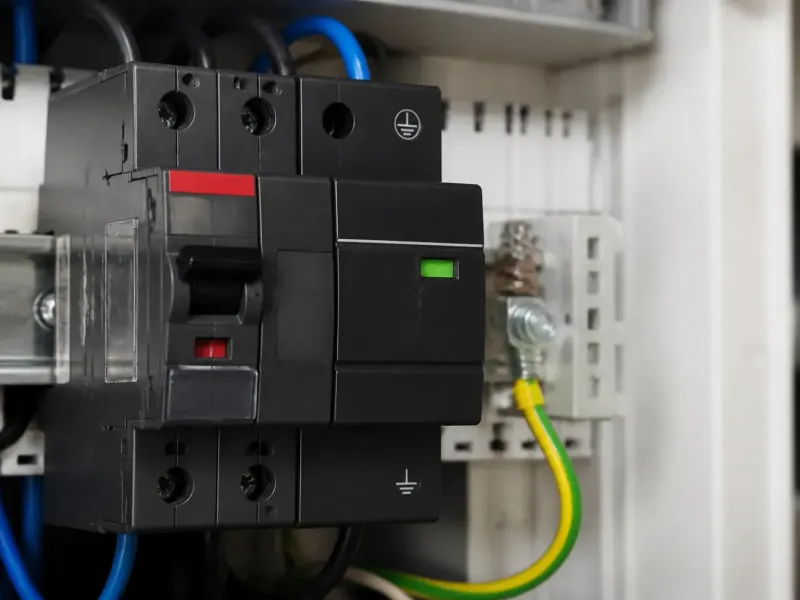Parafoudre modulaire installé en tête d’un tableau électrique de maison